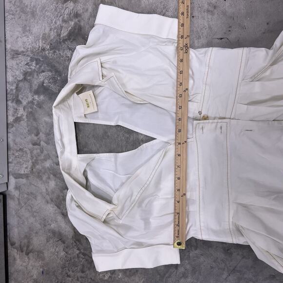 Maeve By Anthropologie Women White Short Sleeve Front Slit Poplin Shirt Dress 12 - Picture 6 of 10